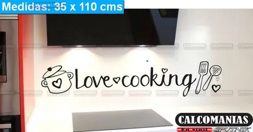 Calcomania Vinil Decorativo Cocina Love Cooking Amor Amo