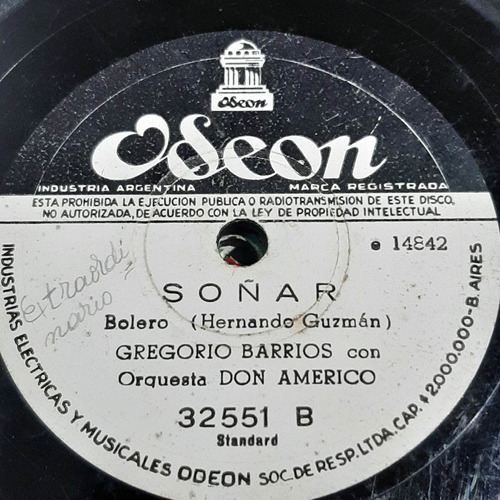 Pasta Gregorio Barrios Don Americo Odeon C481