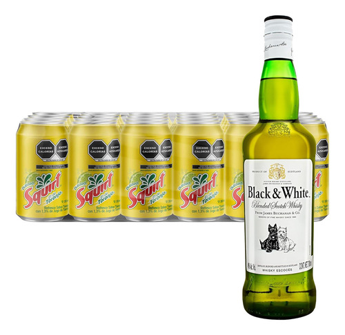 Pack 24 Squirt 355 Ml + Whisky Black And White Blend 700 Ml