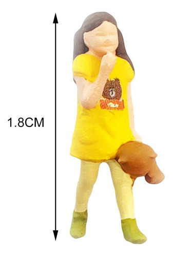 Figuras De Diorama Pintadas 1/64, Muñeca De Niña Amarillo