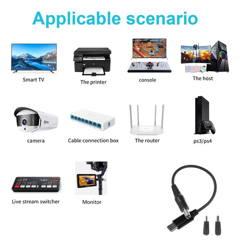 Cable Usb-c De 12 V Con Enchufe Tipo C A Cc Para Dispositivo