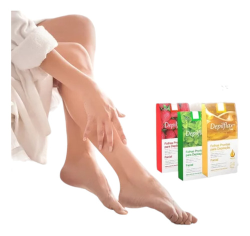 Kit 10 Folhas Prontas Corporais Depilflax Morango 200un
