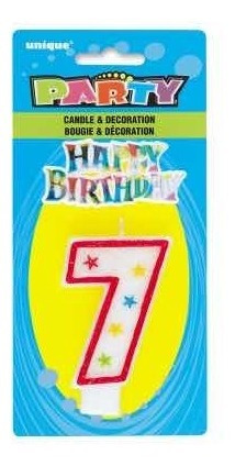 Vela De Cumpleaños Número 7 + Happy Birthday