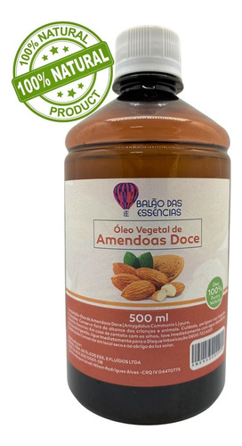  Óleo De Amêndoas Doce 100% Puro - 500ml