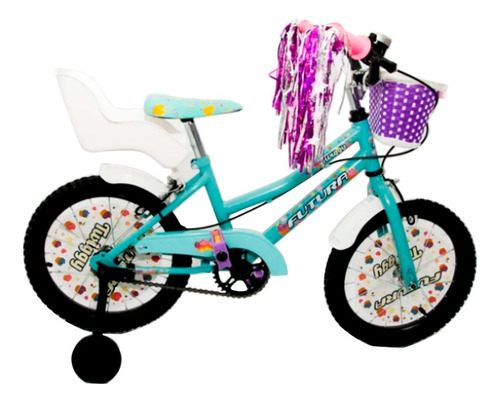 Bicicleta Infantil Futura R16 Nena Bmx Canasto Rueditas Loft