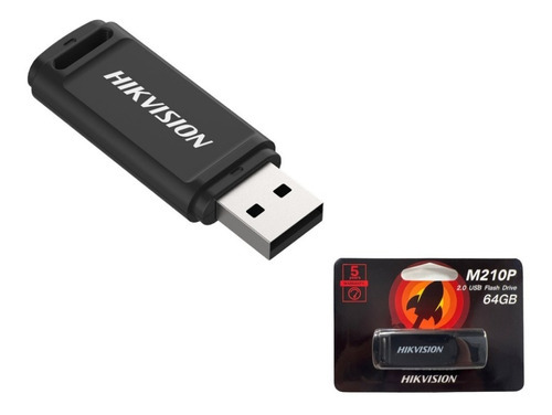 Pendrive Llavero Con Tapa Usb 2.0 64gb Hikvision M210p Negro