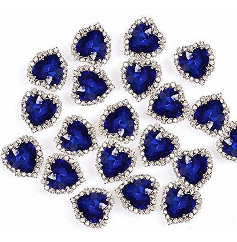 Piedras Corazon Engarzadas 14mm 20u Cristal Azul Zafiro 