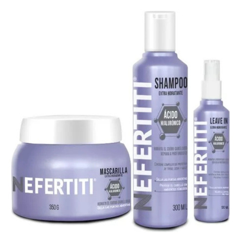Kit Shampoo Mascarilla Y Leave In Acido Hialuronico Cabello