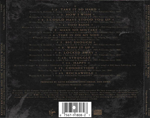 Cd Live At The Hollywood Palladium (keith Richards And The X Estándar