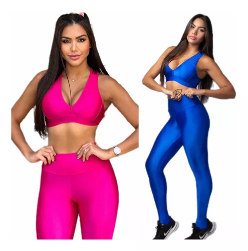 Kit 2 Conjunto Fitness Top E Legging Roupa Academia Gloss 3d