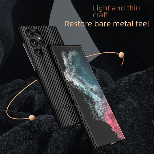 Funda A Prueba De Golpes Con Estampado De Fibra De Carbono Para Samsung S23 Ultra