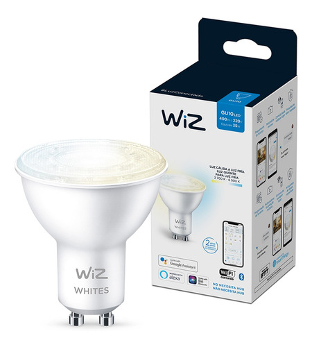 Ampolleta Led Wiz Wifi White Calida/fria 4.9w Gu10