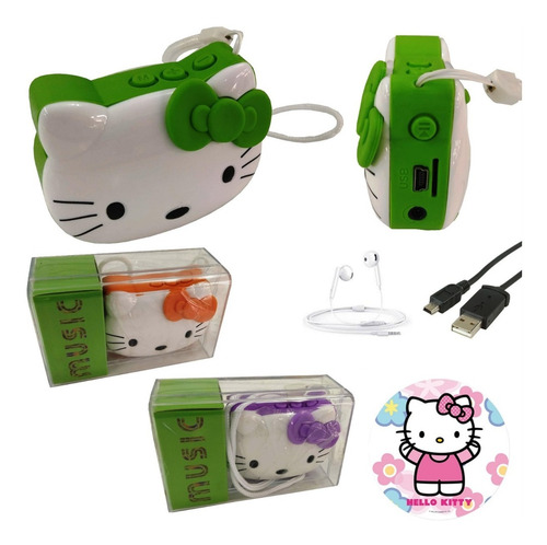 Imagen 3 de 3 de Reproductor Portatil Mp3 Radio Fm Mini Sd Hello Kitty W9