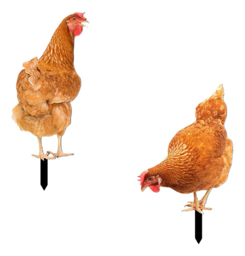 2x Acrílico Estátua De Frango Estaca Jardim Chikcen