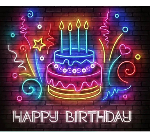 Letrero Led Neon Happy Birthday Fiesta Ancho 70cm Luminoso