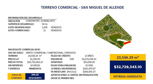 Oportunidad Para Empresarios! Terreno De 23,546 M² Con Uso De Suelo Mixto, A 15 Min De San Miguel De Allende, Guanajuato.