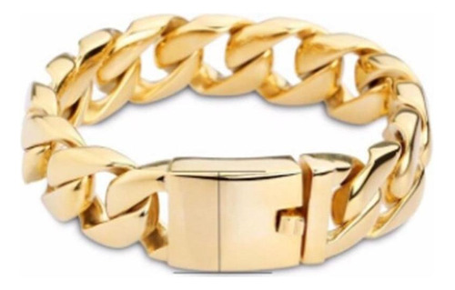 Pulseira Masculinha 18k Banhada A Ouro 18k Grossa Cor Dourado