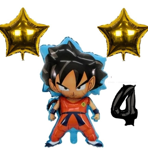 Globos De Dragón Ball , Goku, Set De 4 Globos