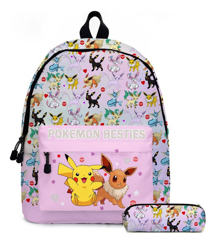 2 Unidades/set Pokemon Pikachu Mochila Escolar Estuche Para