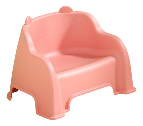Taburete Pequeño Con Respaldo, Reposapiés Estable, Rosa