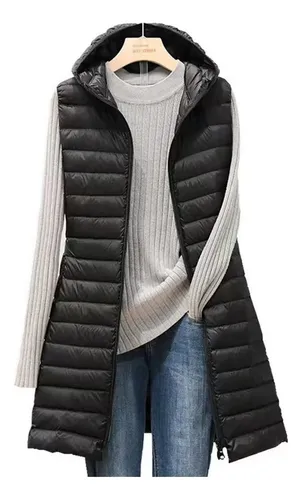Chaleco plumas largo hotsell