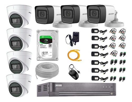 Kit 7 Cámaras De Seguridad Audio Hikvision 5mp Completo P2p