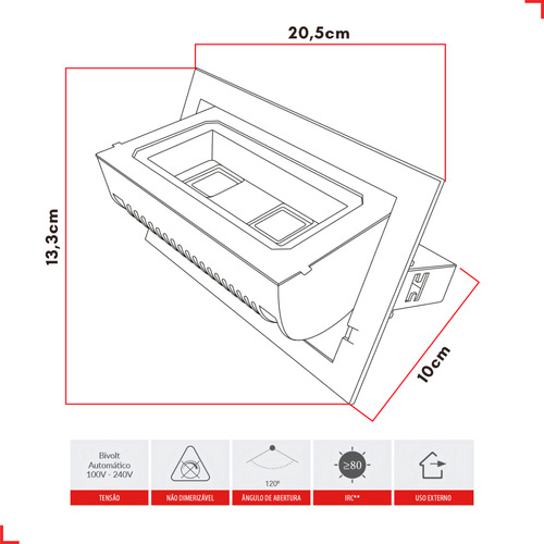 Refletor Led Effect 20w 4000k Luz Branco Neutro 1800lm à prova de água 127/220V Preto Cod: 287050877 Deluxe by Avant
