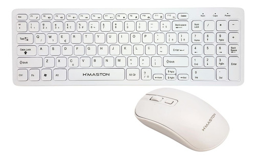 Kit Teclado E Mouse Sem Fio Ultrafino Ergonômico 2.4g Cores Mouse Branco Teclado Branco