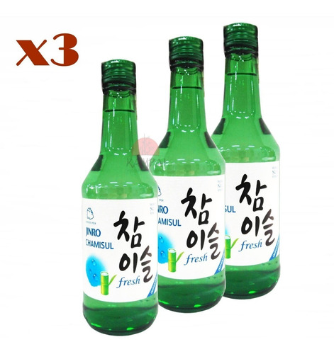 3 Saquê Coreano Soju Chamisul Fresh 17.8% 360ml 