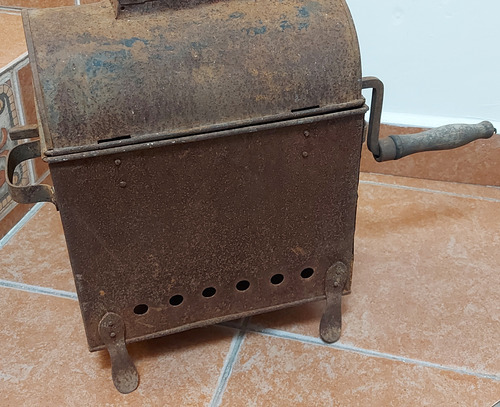Antiguo Tostador De Café Oxidado Maniveladecoración Completo (Usado)