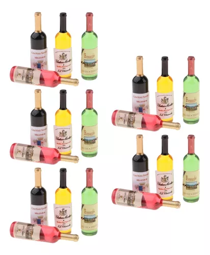 Sets de 5 Mini Botellas de Vino y Champán, Decoración de Utensilios de  Cocina para 1/12 Sunnimix Botellas de Vino Miniatura