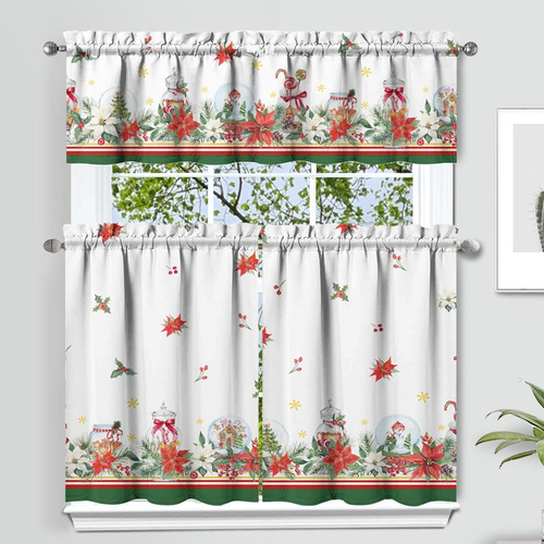 Cortinas Y Adornos De Cocina Navideños Conjunto De 3, Decora