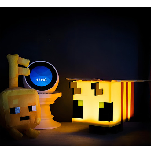 Minecraft Bee Mood Light Color Amarelo 1,5 v 5 cm x 12,7 cm x 3 cm de diâmetro