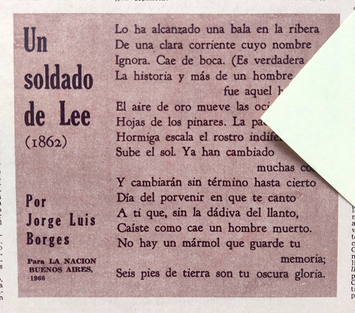 1966 Jorge Luis Borges Un Soldado De Lee Primera Edicion