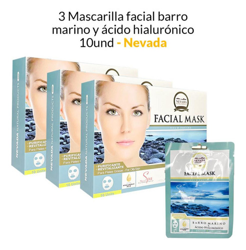 3 Velo Facial Barro Marino Y Ácido Hialurónico 10und