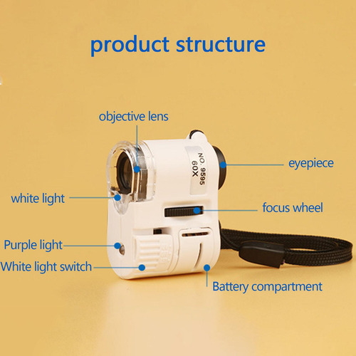 Microscopio Led De Bolsillo Mini Microscopio Con Luz Microsc