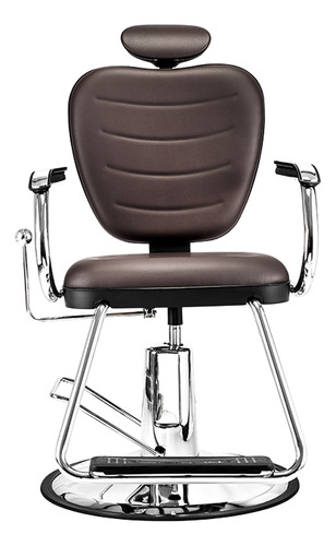 Cadeira de cabeleireiro e barbearia Dompel Top Barber com costas reclinável com base redonda cor tabaco