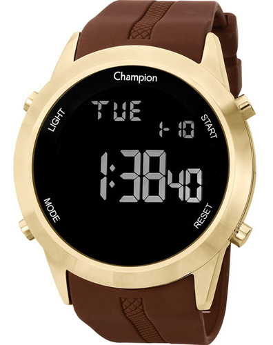 Relógio Champion Masculino Digital Silicone Dourado Marrom