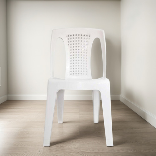 Sillas De Plástico 10 Piezas Marca Duna Color Blanco Plastico Blanco Blanco