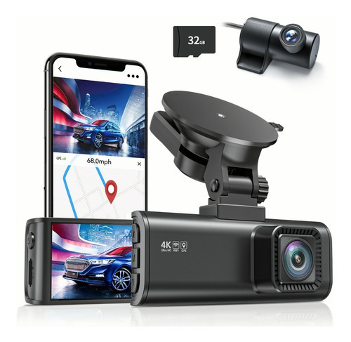 Cámara Para Automóvi 170° Hd Dash Cam Dual Con Tarjeta Y Gps