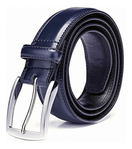 Cinturones De Vestir De Piel Auténtica Para Hombre Hechos Color Essential Navy Talla 30