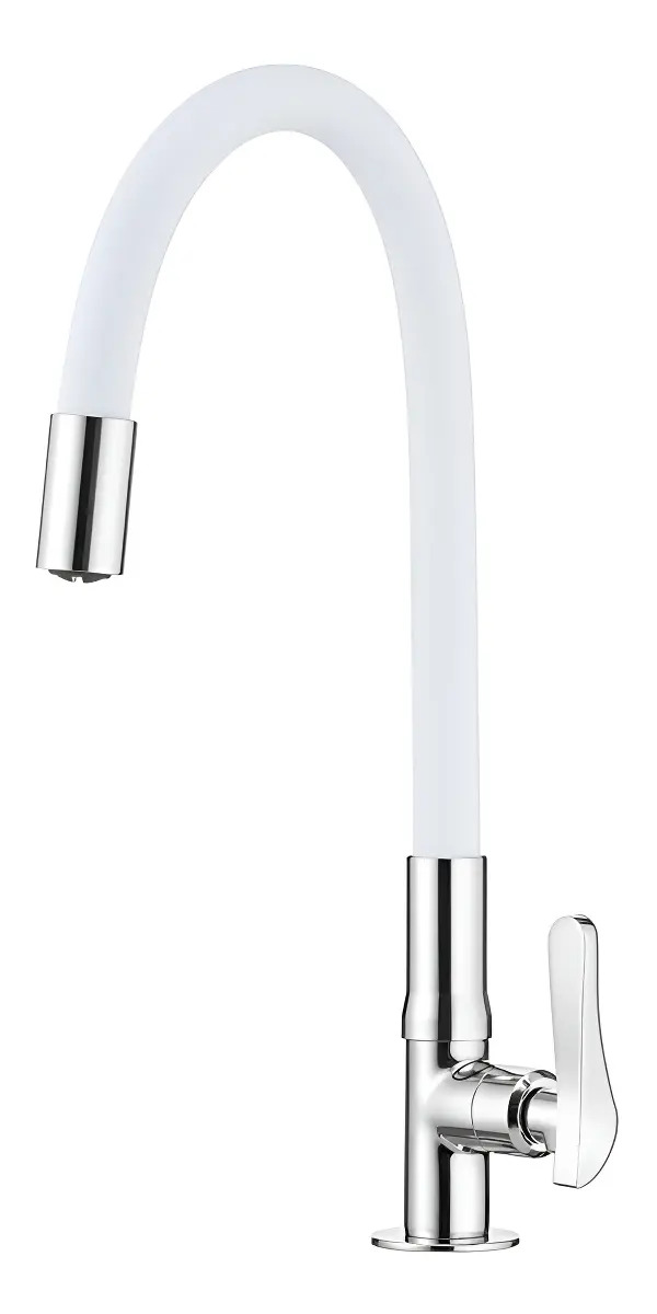 Torneira de cozinha 1/4 de volta Lorenzetti Loren Flex G27 1177 branco acabamento brilhante