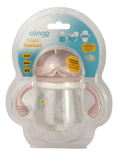 Imagem 6 de 7 de Copo De Transição Tritan Com Canudo Criança 240ml - Clingo