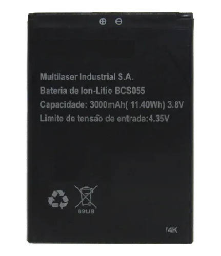 Ba-te-ria Bcs055 Compatível Multilaser Ms60f P9055 /56/57/58