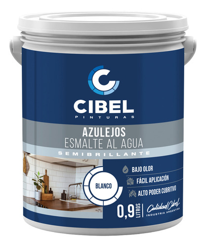 Pintura Para Azulejos Blanco Semibrillante Cibel 0.9 Litros Acabado Semibrillo