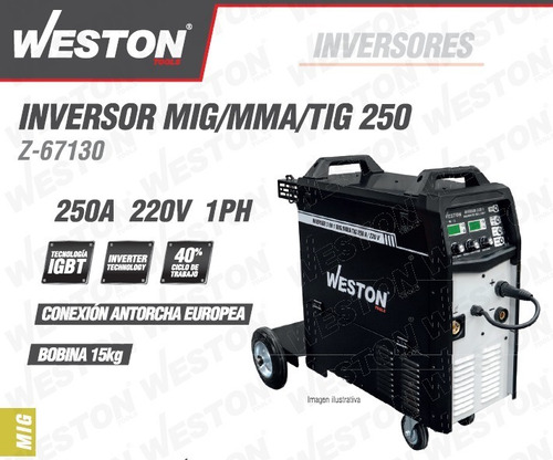 Soldadora Inversor Mig/mma/tig 250a 220v 15kg Weston Z-67130