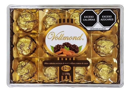 12 Chocolates Vollmond En Caja Alajero De Acrilico