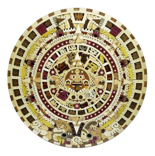 Calendario Solario Mexica Azteca  Maderas De Colores 40cm