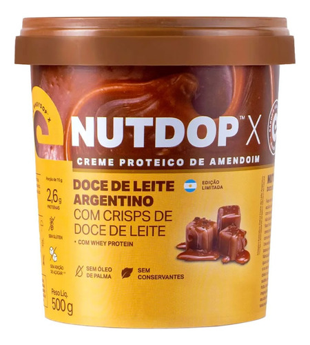 Nutdop X 500g Pasta Amendoim Proteica Doce Leite Argentino