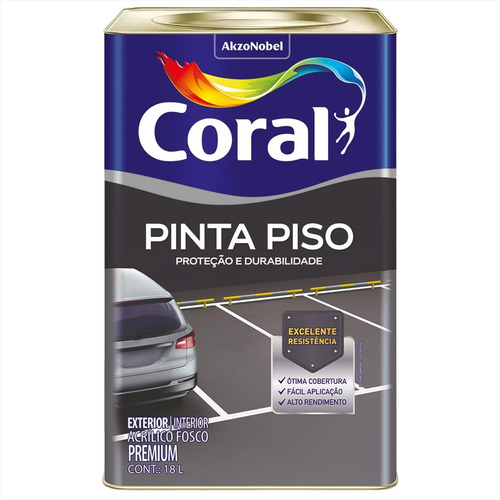 Tinta Coral Pinta Piso Inter/exte Premium Alta Performance Acabamento Fosco Cor Cinza Escura 18 Litros